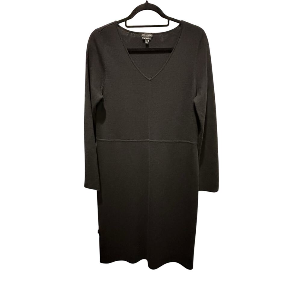 Talbots Black Pure Merino Wool Sweater Dress Size LP OfficeChic CapsuleWardrobe